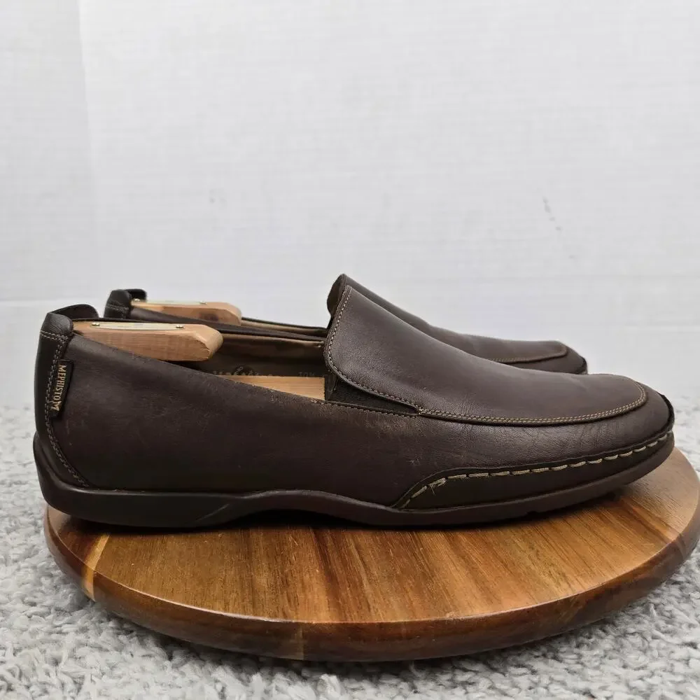Mephisto Mens 11 Edlef Brown Leather Moc Toe Casual Driving Slip On Loafer